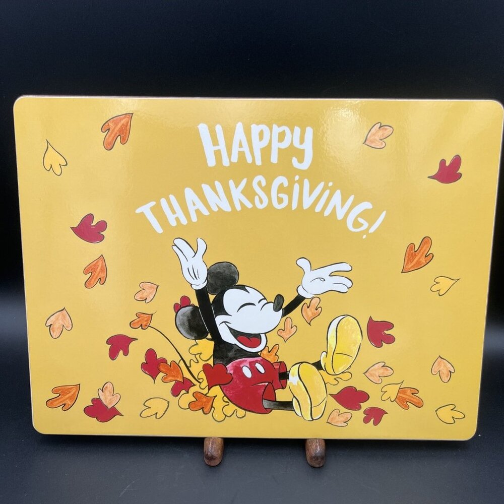 Pottery Barn Kids Disney Mickey Mouse Thanksgiving Fall Cork Placemats Set Of 3 - Picture 7 of 12